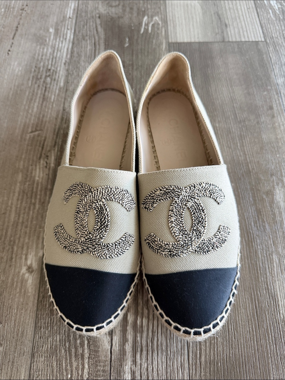 NWT: CHANEL Espadrilles in Beige and Black